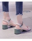 Fashion Green Square Toe Block Heel Open Toe High Heel Sandals