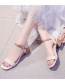 Fashion Khaki Square Toe Block Heel Open Toe One-strap High Heel Sandals