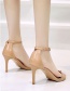 Fashion Apricot 6cm Buckle Strap High Stiletto Heel Round Toe Open Toe Sandals