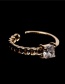 Fashion Ancient Silver Color Asymmetrical Chain Clasp With Zircon Open Ring
