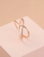 Fashion Gold Color Diamond Cross Cutout Alloy Open Ring