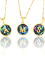 Fashion Z Gold Color Stainless Steel Round Shell Letter Necklace