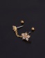 Fashion 2#rose Gold Flower Geometric Shape Inlaid Zircon Stainless Steel Screw Double Pierced Earrings
