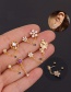 Fashion 3#gold Flower Geometric Shape Inlaid Zircon Stainless Steel Screw Double Pierced Earrings