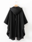 Fashion Black Hooded Long Cloak Woolen Coat