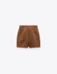 Fashion Caramel Colour Metal Single-breasted Solid Color Shorts Skirt