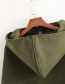 Fashion Green Pure Color Hooded Woolen Cloak Coat