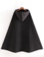 Fashion Black Pure Color Hooded Woolen Cloak Coat