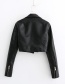Fashion Black Zip Cropped Leather Motorcycle Jacket