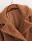 Fashion Brown Lapel Solid Color Teddy Hair Mid-length Coat