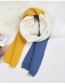 Fashion Dense Needle Yellow Blue Stitching Contrast Knitted Wool Scarf