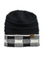 Fashion Black+white Grid Letter Label Large Lattice Curled Knitted Woolen Hat