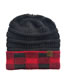 Fashion Black+red Grid Letter Label Large Lattice Curled Knitted Woolen Hat