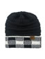 Fashion Black+red Grid Large Square Lattice Curled Edge Colorblock Knitted Hat