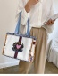 Fashion White Canvas Print Contrast Color Shoulder Crossbody Bag