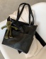 Fashion Black With Frog Pendant Soft Leather Large-capacity Stitching Shoulder Messenger Bag