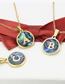 Fashion D Gold Color Stainless Steel Round Letter Abalone Necklace