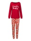 Fashion Red Deer Letter Printing Home Service Long Sleeve Women Suit
