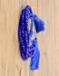 Fashion Tassel Royal Blue Handmade Rice Bead Woven Palm Rivet Bracelet