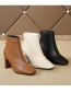 Fashion Creamy-white Square Toe High Heel Back Zip Ankle Boots