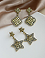 Fashion Bronze Alloy Diamond Five-pointed Star Square Earrings