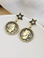 Fashion Gold Coloren Alloy Five-pointed Star Portrait Earrings
