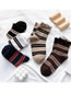 Fashion Dark Brown Contrasting Striped Pile Of Socks
