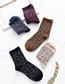 Fashion Coffee Color Small Floral Jacquard Middle Tube Pile Socks