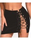 Fashion Black Slim-fit Tethered Split Hip Skirt
