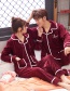 Fashion Womens Wine Red Ladies Cardigan Single-breasted Coral Fleece Couple Pajamas Home Service Set