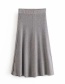 Fashion Gray Button-knit Elastic Waist Skirt