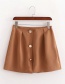 Fashion Caramel Colour Button Solid Color Short Skirt
