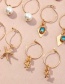 Fashion Gold Color Rose Flower Pearl Shell Starfish Alloy Earring Set