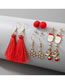 Fashion Red Christmas Elk Santa Snowflake Tassel Earring Set