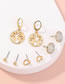 Fashion Gold Color Crystal Cluster Round Heart Map Hollow Earring Set