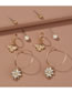 Fashion Gold Color Pearl Butterfly Diamond Alloy Flower Earring Set