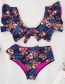 Fashion Colorful Ruffle Print Knotted High Waist Split Swimsuit