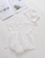 Fashion White Baby Sleeveless Pure Cotton V-neck Hollow Pure Cotton Edge Breathable Romper
