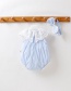Fashion Light Blue Striped Lace Short-sleeved Baby Jumpsuit