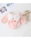 Fashion White Stuffed Ball Hooded Contrast Color Childrens Jumpsuit