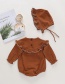 Fashion Brown Long Sleeve Romper With Lotus Leaf Collar