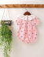 Fashion Pink Childrens Romper With Printed Round Neck Lace