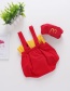 Fashion Red French Fries Sling Baby One-piece Round Neck T-shirt Socks