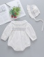Fashion White Long-sleeved Triangle Romper With Lotus Leaf Collar For Babies