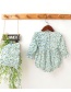Fashion Light Green Floral Print Flying Sleeve Baby Romper