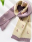 Fashion English Letters [black] Knitted Woolen Letter Flowers Contrast Color Double-sided Children S Scarf