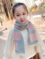 Fashion Deep Pink Woolen Knitted Geometric Shape Contrast Thickening Children S Scarf