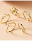 Fashion Gold Color Leopard Head Diamond Geometric Alloy Ring Set