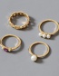 Fashion Gold Color Diamond And Pearl Geometric Alloy Ring Set