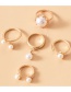 Fashion Gold Color Pearl Round Alloy Open Ring Set